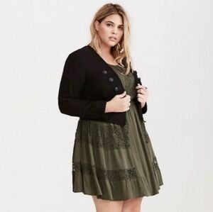 Torrid Black Stretch Twill Crop Military Jacket Brand NEW